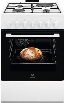 Electrolux Плита комбинированная 3 газ + 1 электро, 57л, 60x60см, конвекция, белый LKM624022W фото
