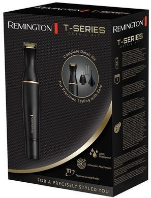 Remington Триммер T-Series для бороды, усов, окантовки,бровей, носа и ушей, ААх1, вибрационный мотор, насадок-4, сталь, черн.