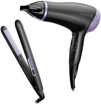 Remington Фен+випрямляч Style Essentials, 2000Вт, 3 режими, фен D3010 и випрямляч S1450, фіолетово-чорний (381885) D3016GP фото