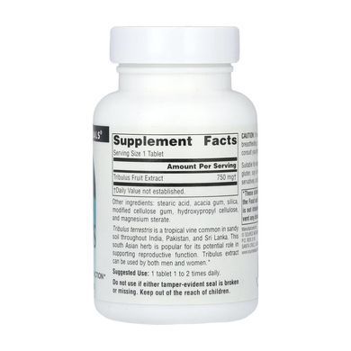 Вітаміни для чоловіків Трибулус екстракт, Tribulus, Source Naturals, 750 мг, 60 табл.