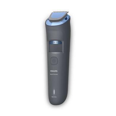 Триммер Philips Series 3000 для бороды и усов, акум., сталь, синий