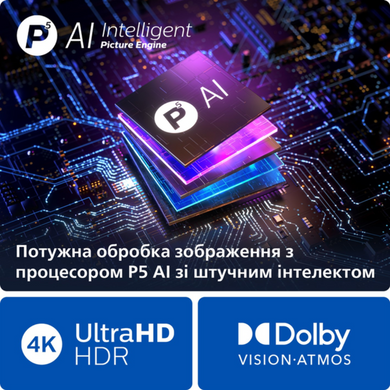 Телевізор 55", OLED, UHD, 120 Hz, AL3, P5 AI, Titan OS, DV, VRR 120 Hz(FreeSync/G-Sync), 1000 cd/m2, PHILIPS 55OLED769/12 3728200 фото