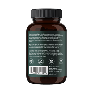 Гриб Кордицепс Mind Shi Cordyceps Mushroom 1000 mg 60 вег. капсул