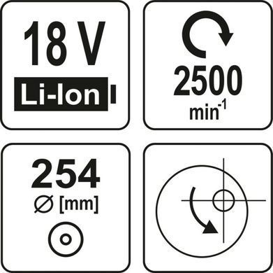 Полировальная аккумуляторная машина YATO &Oslash;= 250 мм Li-Ion 18 В,2500 об/мин, (БЕЗ АККУМУЛЯТОРА) YT-82922 фото