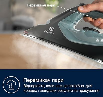 Electrolux Праска, 2600Вт, 370мл, паровий удар 230гр, алюмінієва підошва, зелено-чорний (376743) E7SI2-6OG фото