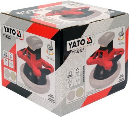 Полировальная аккумуляторная машина YATO &Oslash;= 250 мм Li-Ion 18 В,2500 об/мин, (БЕЗ АККУМУЛЯТОРА) YT-82922 фото