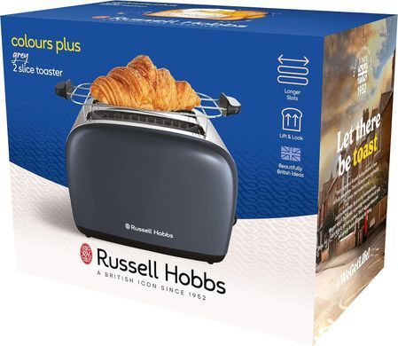 Russell Hobbs Тостер Colours Plus, 1600Вт, нержав., підігрів,разморозка, сірий (370489) 26552-56 фото