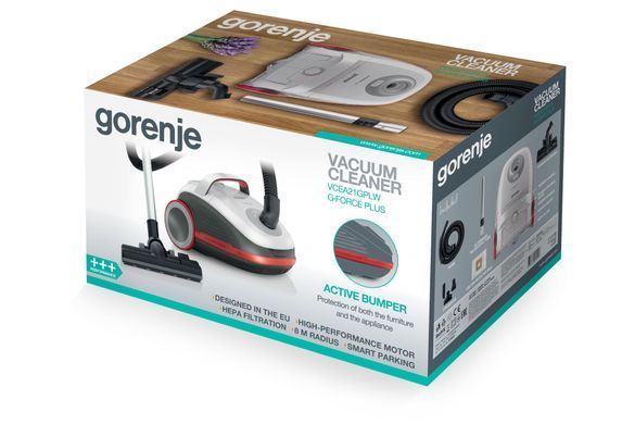 Gorenje Пылесос мешковый, 700Вт, мешок-3л, HEPA, щетка Xpand Zone, телескоп VCEA21GPLW фото