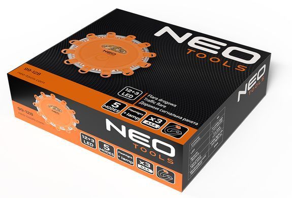 Дорожня сигнальна лампа NEO TOOLS 99-128, 12+3 LED, 5 режимів, магніт