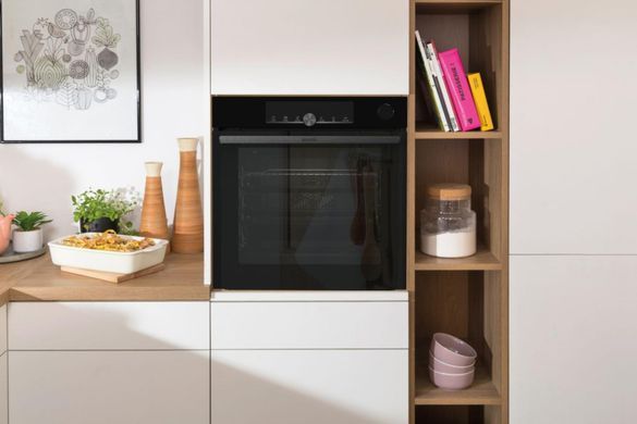 Gorenje Духовой шкаф электрический, 77л, A+, пар, дисплей, 300 &deg;C, Wi-Fi, черный BSA6747A04BGWI фото