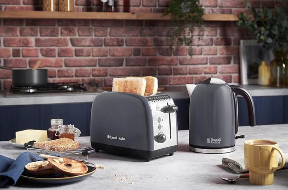 Russell Hobbs Тостер Colours Plus, 1600Вт, нержав., підігрів,разморозка, сірий (370489) 26552-56 фото