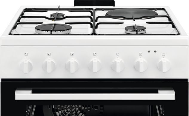 Electrolux Плита комбинированная 3 газ + 1 электро, 57л, 60x60см, конвекция, белый LKM624022W фото