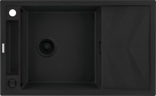 Мийка кухонна Deante Magnetic, граніт, прямокут., з крилом, 820х500х219мм, чаша - 1, накладна, чорний матовий (360304)
