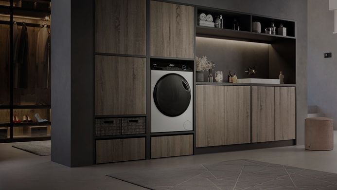 Haier Стирально-сушильная машина фронтальная, 9(6)кг, 1400, A, 60см, дисплей, пар, инвертор, люк черный, прямой привод, белый HWD90-B14959U1 фото