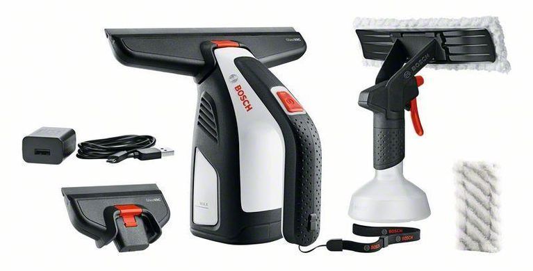 Bosch Пилосос GlassVAC, акумуляторний, для миття вікон, 3.6*2 Ач, контейнер 0.1 Л, 0.7 кг, +насадки і пульв. (298595) 0.600.8B7.000 фото