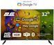 2E Телевізор 32" LED HD 60Hz Smart Google TV Black (381698) 2E-32A07KH