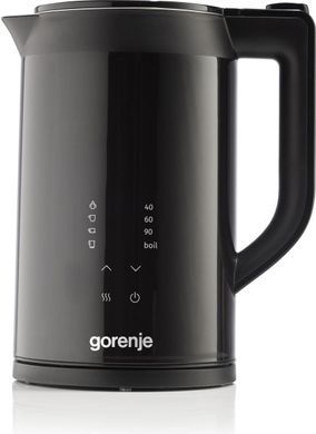 Электрочайник Gorenje 1.7л, двойные стенки, LED дисплей, Strix контроль, черный (378570) K17DWDII фото