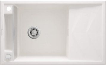Мийка кухонна Deante Magnetic, граніт, прямокут., з крилом, 820х500х219мм, чаша - 1, накладна, алебастр (360307)