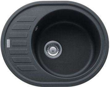 Мойка кухонная Franke Ronda, фрагранит, овальная, с крылом, 620х500х200мм, чаша- 1, накладная, ROG 611-62, оникс