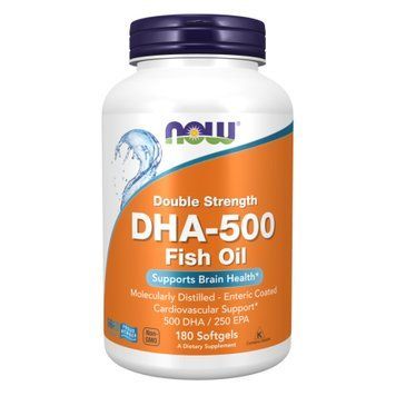 Омега-3 (500 мг) Now Foods DHA-500 Двойная сила 180 капсул