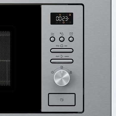 Gorenje Мікрохвильова піч вбудовувана, 20л, міх. управл., 800Вт, гриль, дисплей, інвертор, нерж (351337) BMI201AG1X фото