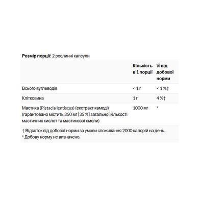 Экстракт мастиковой смолы Solaray (Mastic Gum Extract) 500 мг 45 вегетарианских капсул
