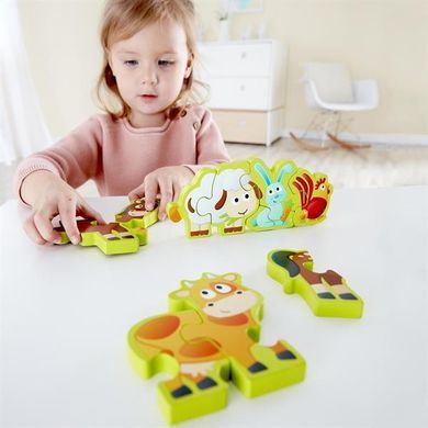 Дерев'яний пазл з цифрами Hape Звірята на фермі 10 ел. (E1628) dt_12219 фото