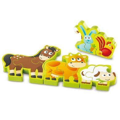 Дерев'яний пазл з цифрами Hape Звірята на фермі 10 ел. (E1628) dt_12219 фото