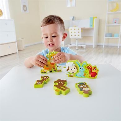 Дерев'яний пазл з цифрами Hape Звірята на фермі 10 ел. (E1628) dt_12219 фото
