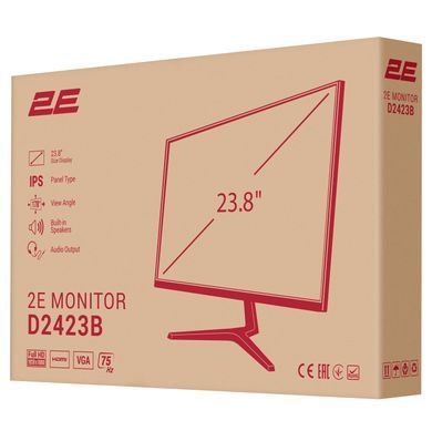 2E Монітор 23.8" D2423B D-Sub, HDMI, MM, IPS, 75Hz, FreeSync (370776) 2E-D2423B-01.UA фото