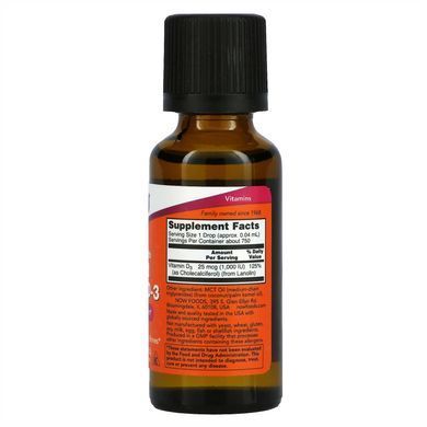 Liquid Vitamin D-3 - 30ml (1fl oz) Now Foods