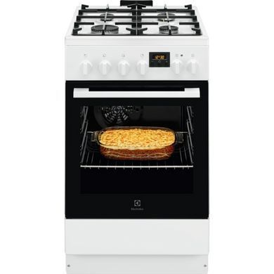 Electrolux Плита комбінована, 57л, 50x60см, дисплей, конвекція, чавун, білий (380159) LKK520211W фото