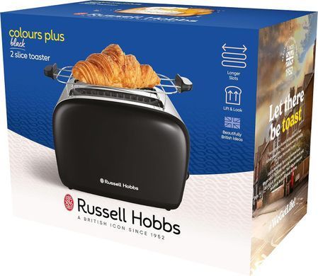 Russell Hobbs Тостер Colours Plus, 1600Вт, нержав., підігрів,разморозка, чорний (370490) 26550-56 фото
