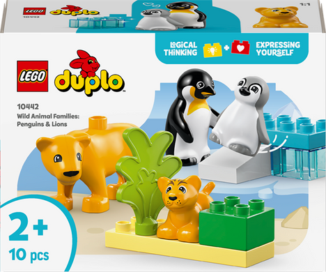 Конструктор LEGO DUPLO Семейства диких животных: пингвины и львы 10 деталей (10442)