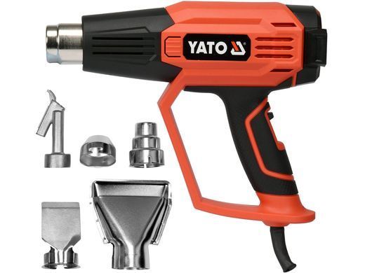 Фен технічний мережевий YATO : 2 кВт, 50-600&deg;C, 250-500 л/хв, 7 режимів температури + 5 насадки YT-82295 фото