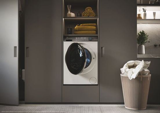 Haier Пральна машина фронтальна, 12кг, 1400, A+++, 60см, дисплей, пара, інвертор, люк чорний, прямий привід, білий (386207) HW120-B14979EUG фото