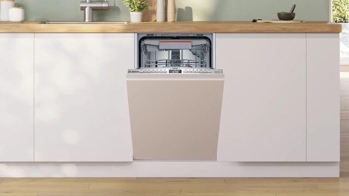 Bosch Посудомоечная машина встраиваемая, 10компл., A++, 45см, дисплей, 3я корзина, белый SPV4EMX65K фото