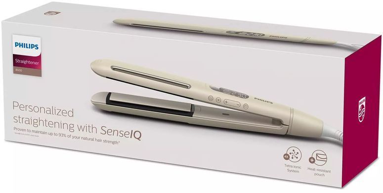 Philips Випрямитель SenseIQ Series 8000, 1800Вт, темп.режимов-14, 120-230С, ионизация, керамика, золотистый BHS838/00 фото