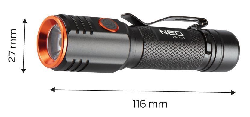 Акумуляторний ліхтар NEO 99-067, 2000 лм, 20 Вт, USB-C, 5 режимів, дальність 180 м 99-067 фото