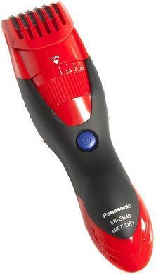 Panasonic Триммер для бороды и усов, сеть+акум., насадок-1, красно-черный
