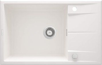Мийка кухонна Deante Eridan, граніт, прямокут., з крилом, 780х500х210мм, чаша - 1, накладна, алебастр (360311)