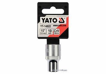 Головка торцева YATO : квадрат 1/2", SPLINE M10 мм, L= 38 мм. CrV