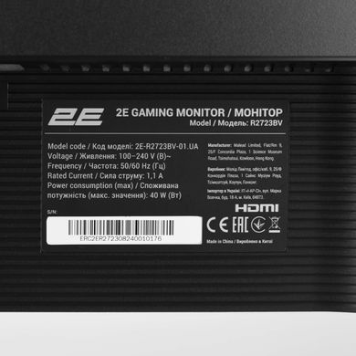 2E Gaming Монітор 27" R2723BV HDMI, DP, VA, 165Hz, 6ms, CURVED, FreeSync (370777) 2E-R2723BV-01.UA фото