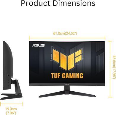 Монітор Asus 27" TUF Gaming VG27VQM1B DVI, 2xHDMI, DP, MM, VA, 280Hz, 1ms, DCI-P3 90%, CURVED, AdaptiveSync (385507) 90LM0A81-B01170 фото