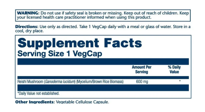 Reishi Mushroom 600mg - 100ct