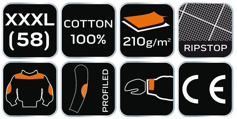Рабочая куртка NEO TOOLS 81-207 Garage, 100 % хлопок Ripstop, усиления Oxford, CE XXXL