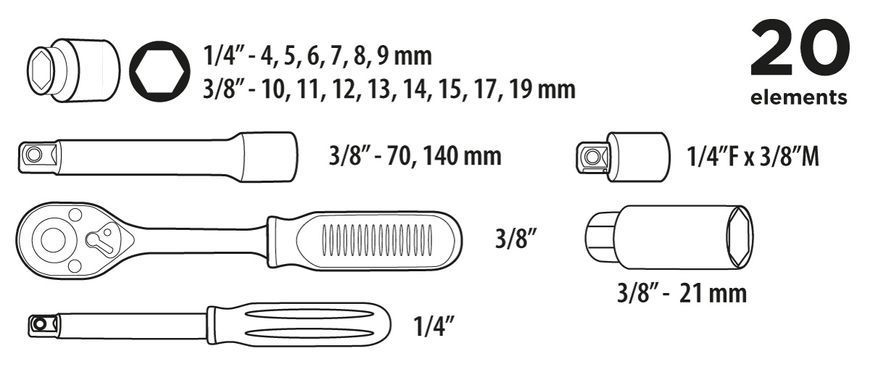 Набір інструментів Top tools 38D520 20 шт 38D520 фото