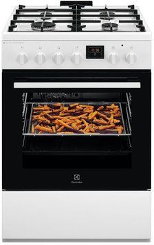 Electrolux Плита комбинированная, 58л, 60x60см, дисплей, конвекция, чугун, пар, белый LKK660220W фото