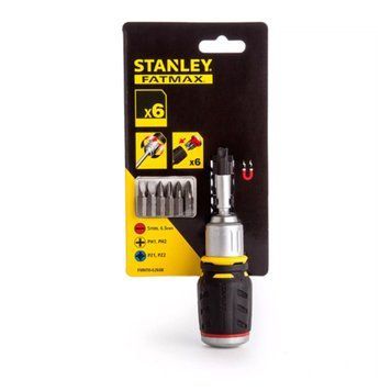 Отвертка-держатель Stanley Stubby реверсивная 6 бит: Ph1; Ph2; Pz1 Pz2; SL 5 и 6 мм