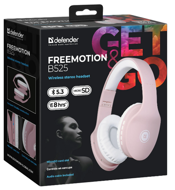Наушники Defender FreeMotion B525 White/Pink (63528) (6787950) 63528 фото
